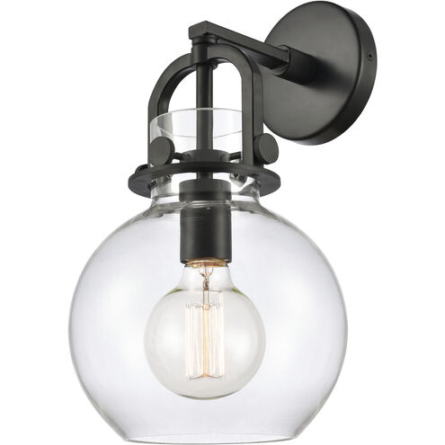 Newton Sphere Sconce Wall Light in Matte Black, Clear Glass
