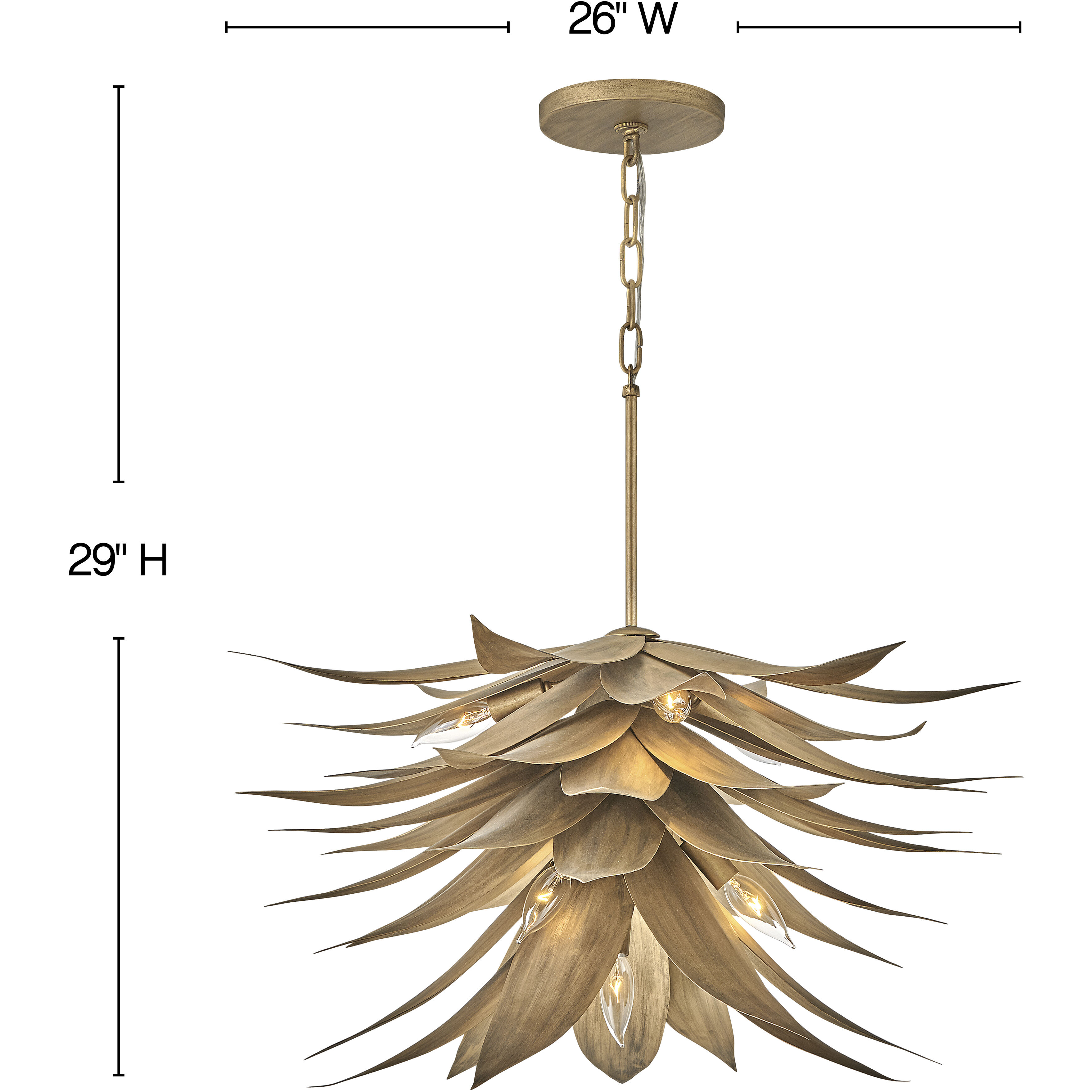 Agave LED 26 inch Burnished Gold Chandelier Ceiling Light