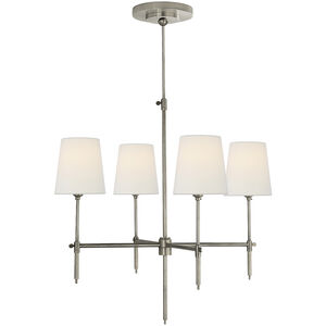Thomas O'Brien Bryant 4 Light 26 inch Antique Nickel Chandelier Ceiling Light in Linen, Small