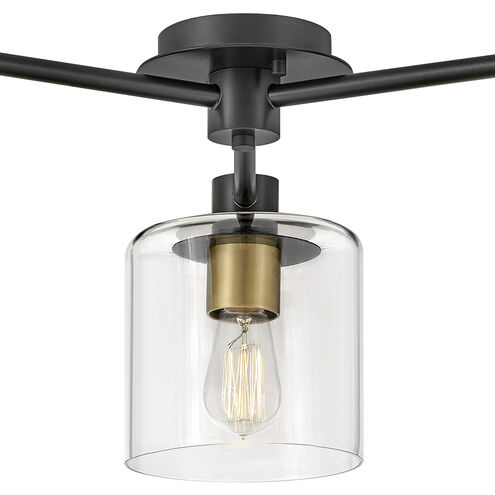 Axel LED 30 inch Black with Heritage Brass Indoor Semi-Flush Mount Ceiling Light