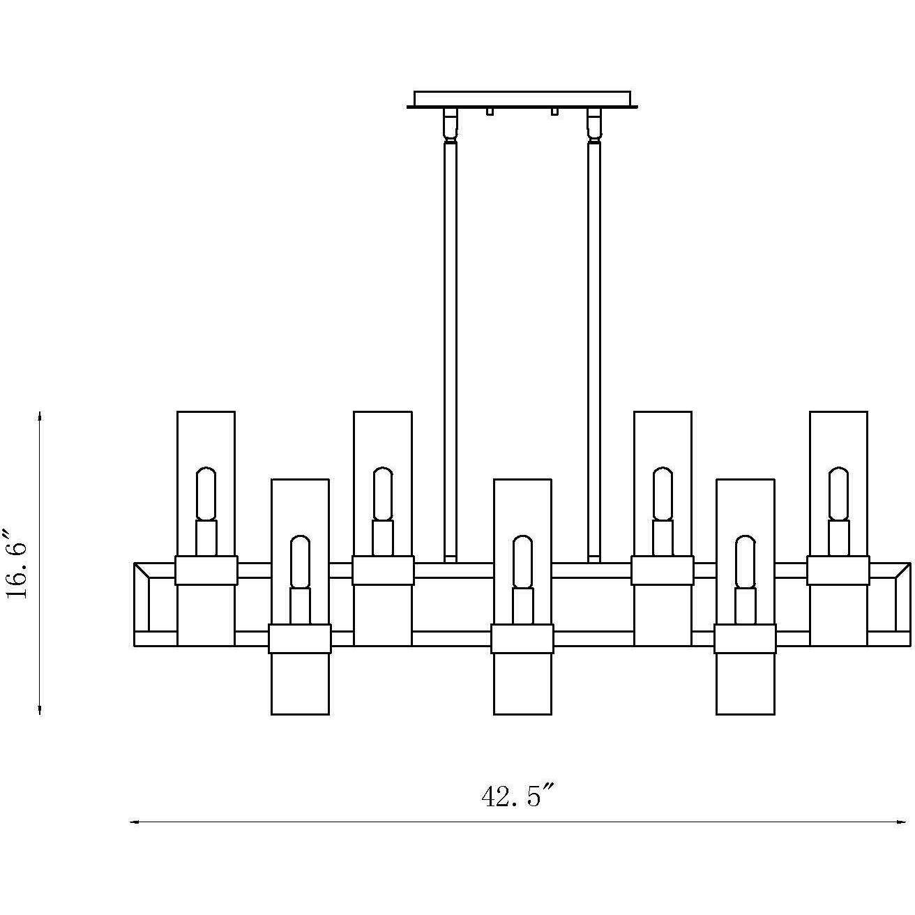 Datus 10 Light 42.5 inch Polished Nickel Linear Chandelier Ceiling Light