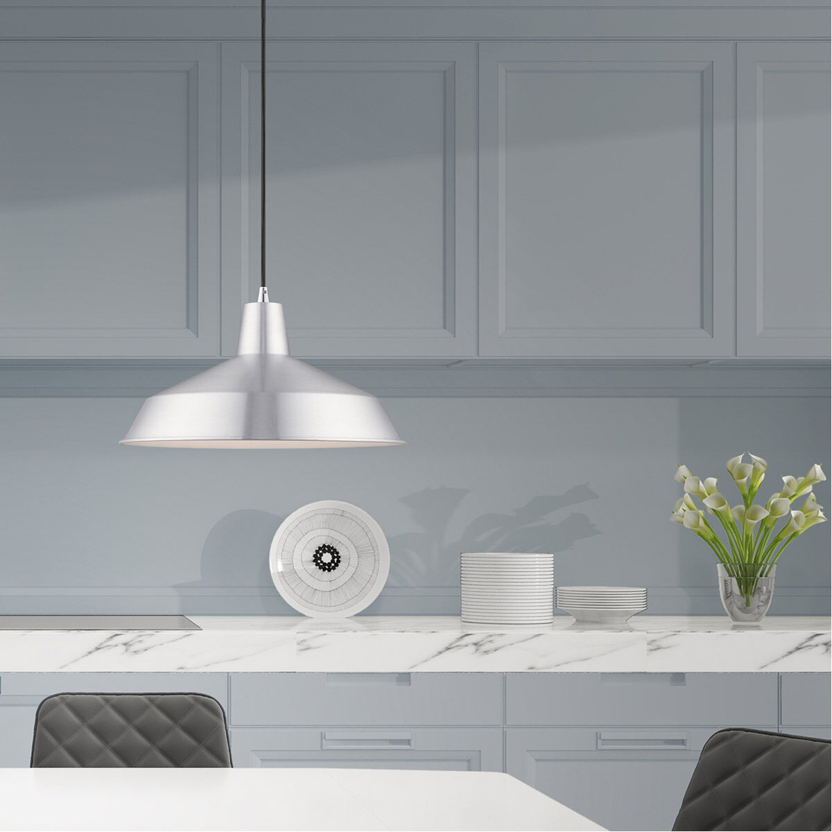 Allison 1 Light 16 inch Brushed Aluminum Mini Pendant Ceiling Light