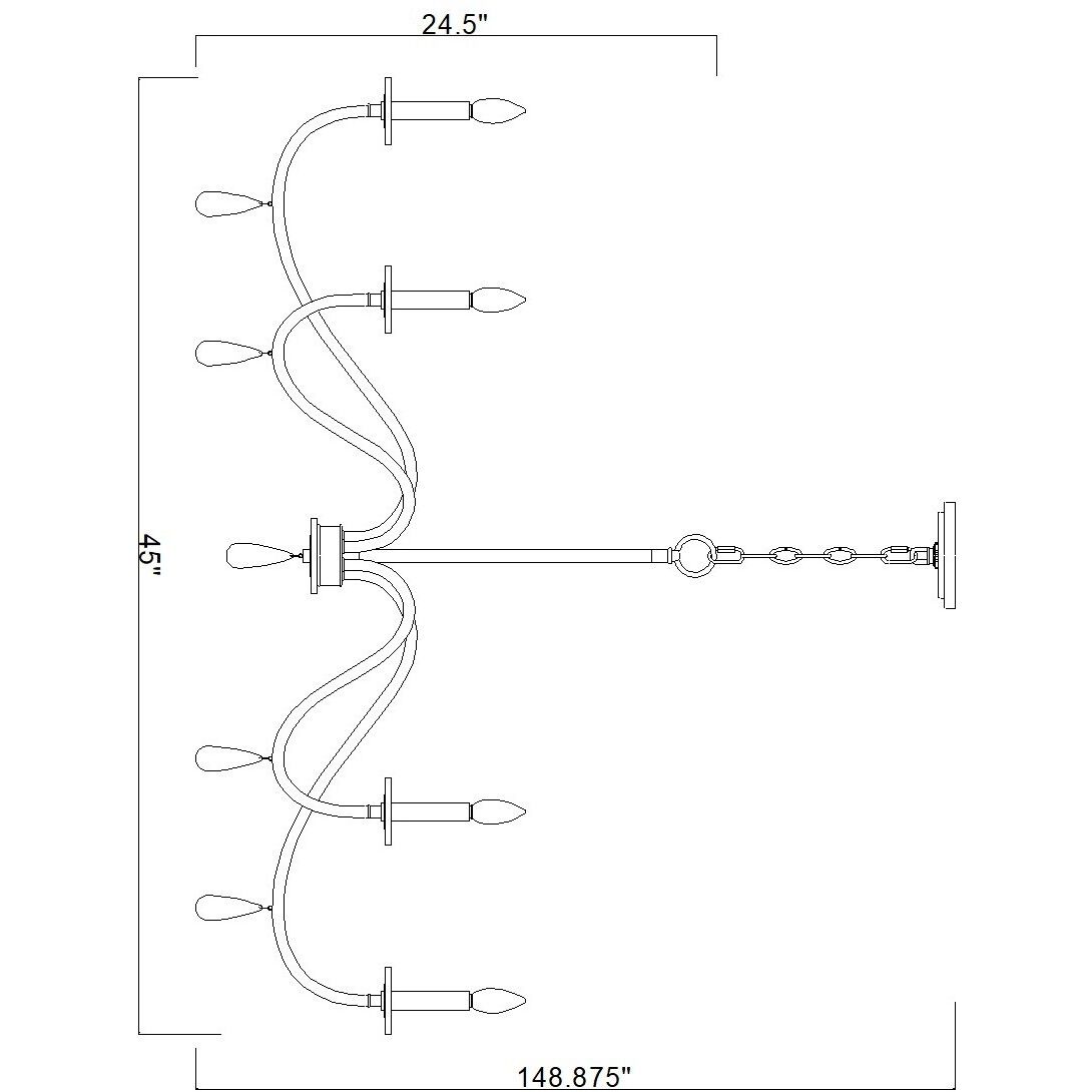 Toussant 6 Light 45 inch Modern Gold Chandelier Ceiling Light