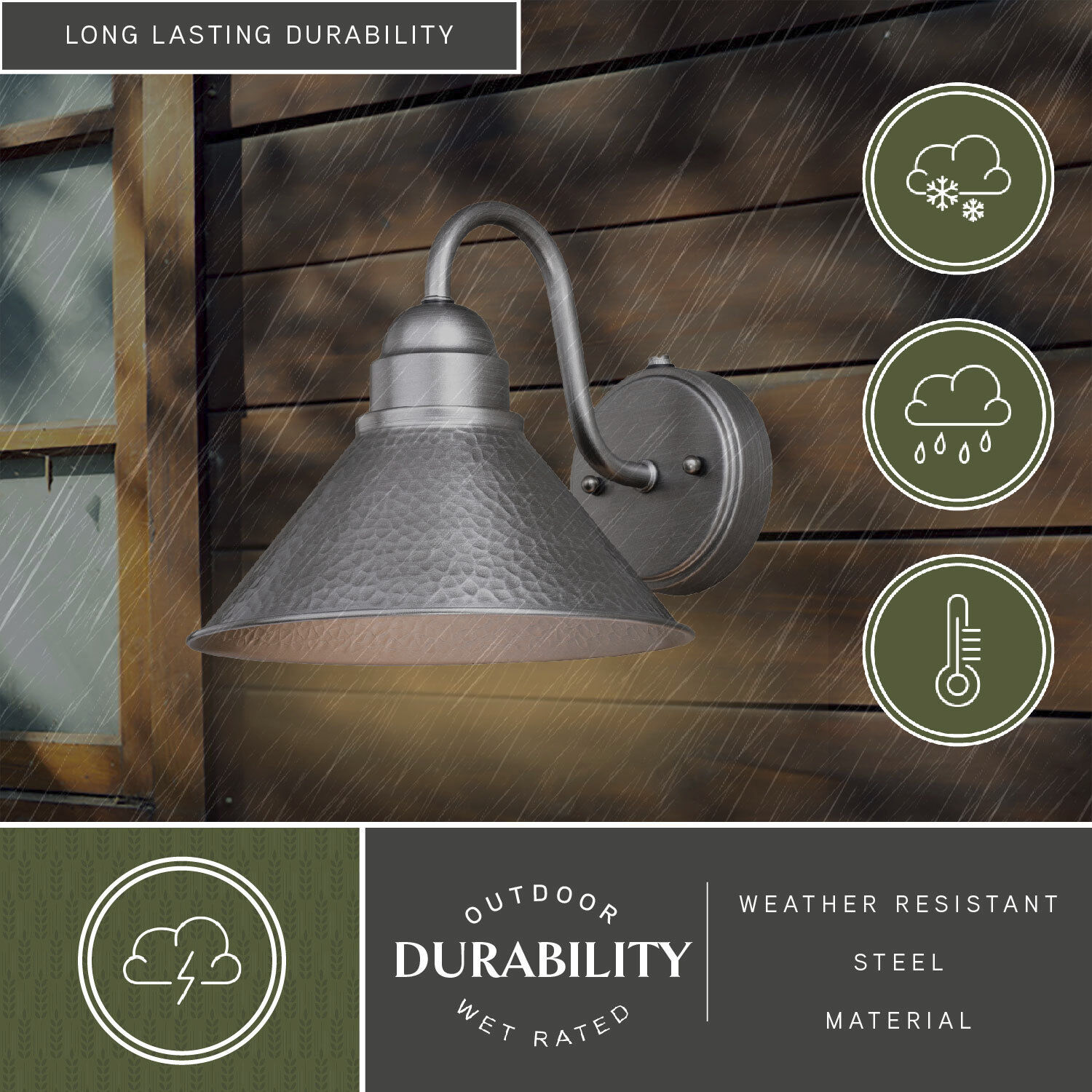 Outland LED 9 inch Brushed Pewter Outdoor Wall