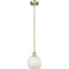 Edison White Mouchette 1 Light 8 inch Antique Brass Stem Hung Mini Pendant Ceiling Light
