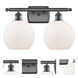 Ballston Athens 2 Light 16 inch Oil Rubbed Bronze Bath Vanity Light Wall Light in Matte White Glass, Ballston