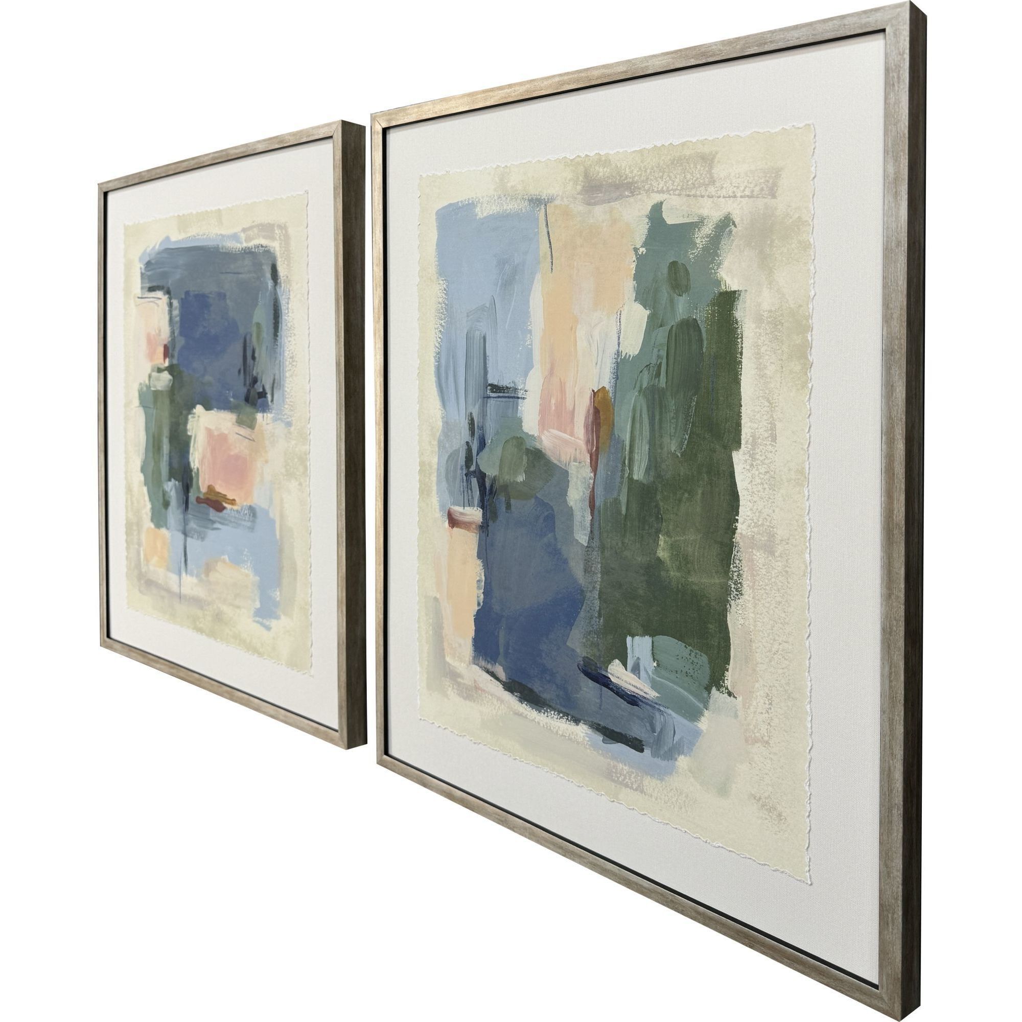 Palette Map Blue and Green and Pink and Rust Framed Art