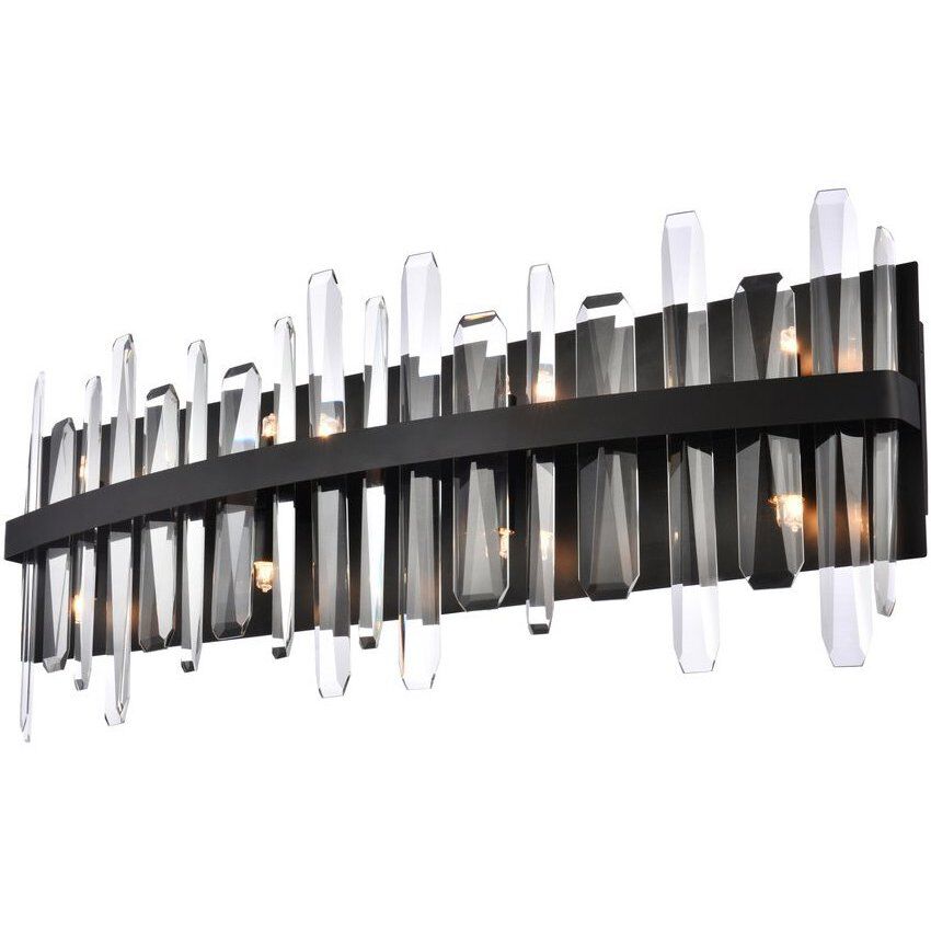 Serena 8 Light 30 inch Black Bath Sconce Wall Light