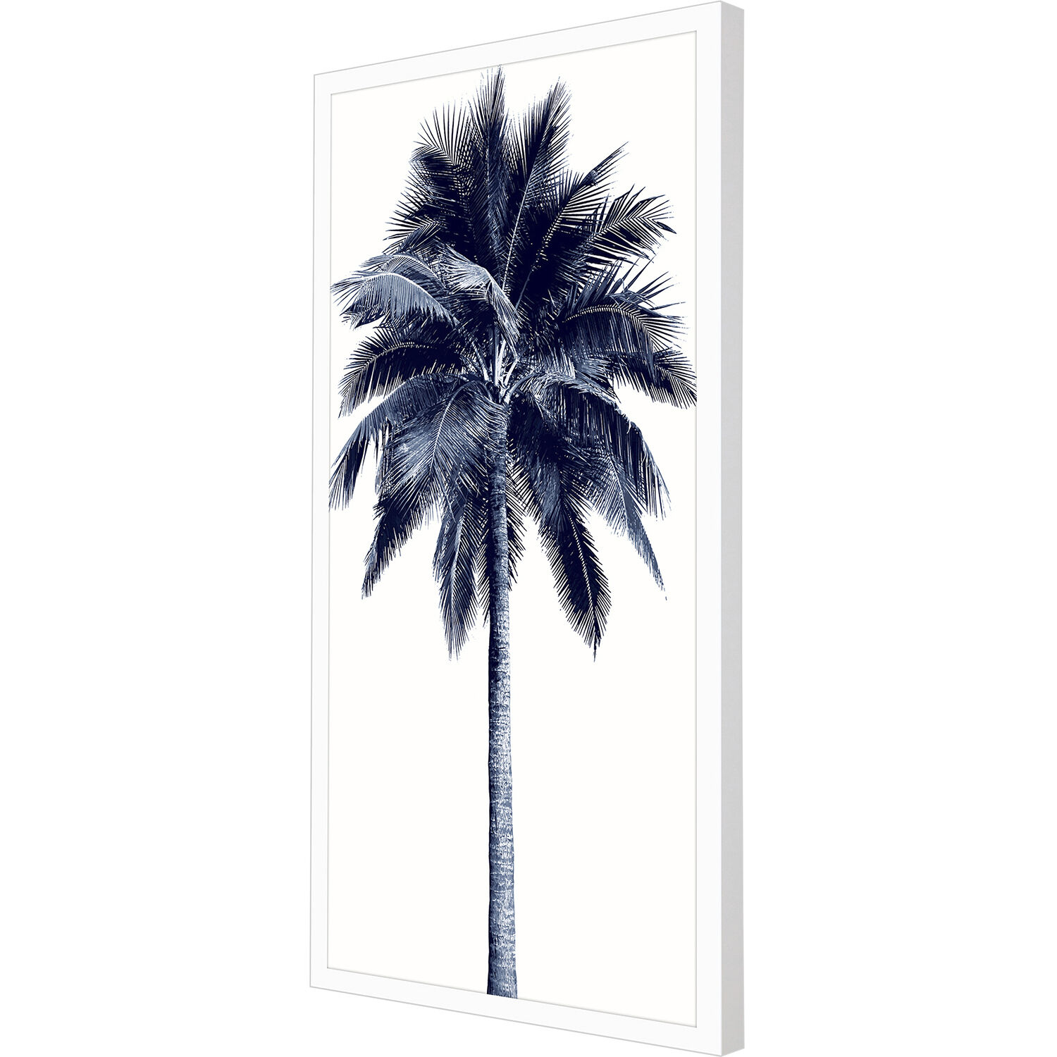 Palm Tree Blue Blue and White Framed Art