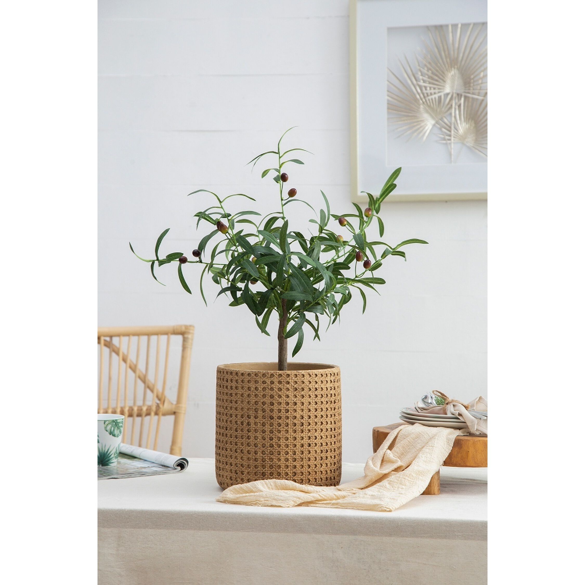Olive Tree Green and Black Faux Plant