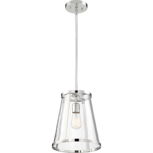 Bruge 1 Light 11 inch Polished Nickel and Clear Pendant Ceiling Light