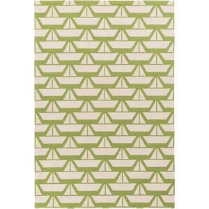 Tic Tac Toe 36 X 24 inch Green and Neutral Area Rug, Wool