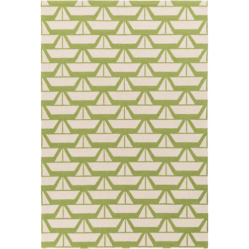 Tic Tac Toe 36 X 24 inch Green and Neutral Area Rug, Wool