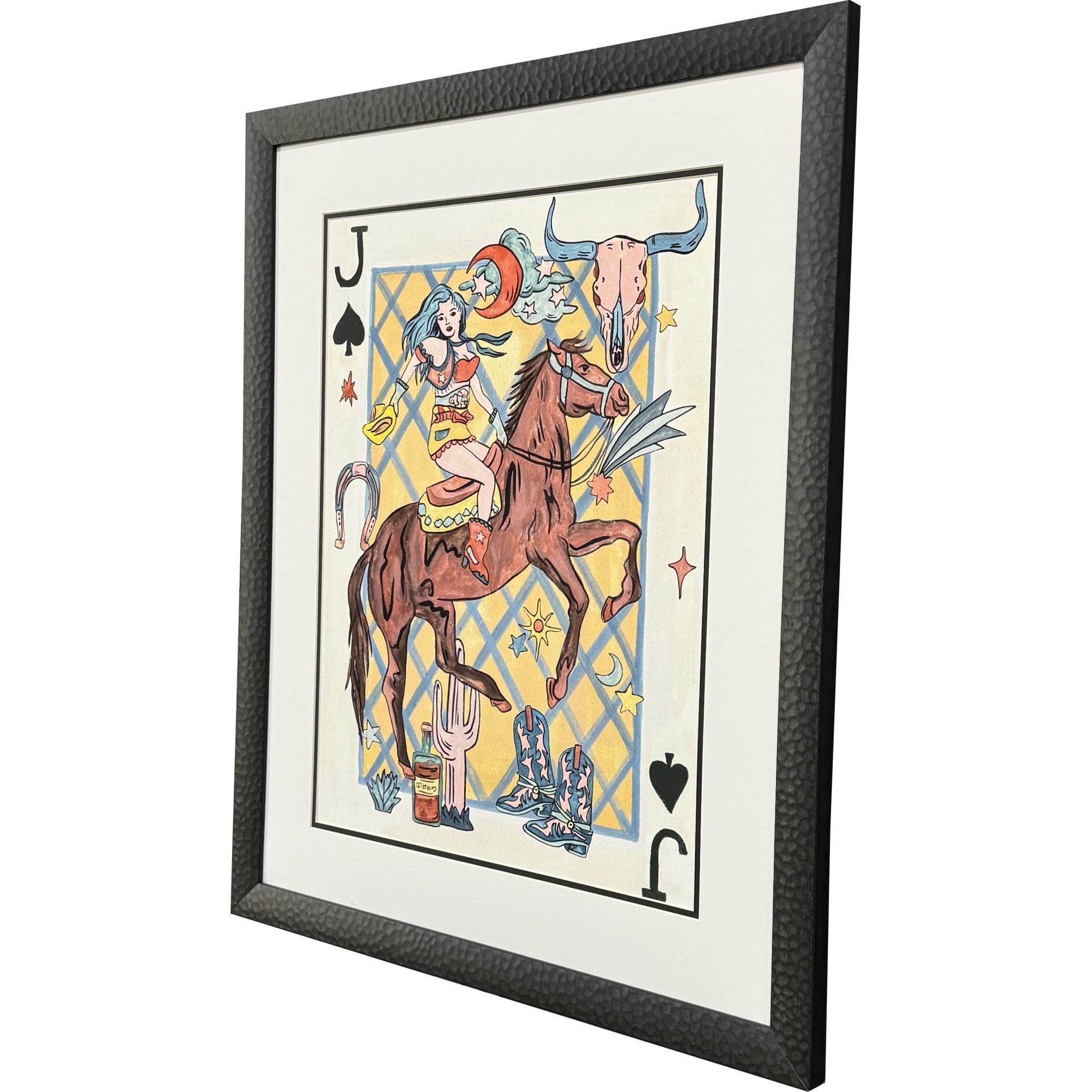 Range Rider Brown and Blue and Red Framed Art