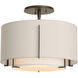 Exos 1 Light 16.1 inch Dark Smoke Semi-Flush Ceiling Light in Natural Anna/Flax, Small