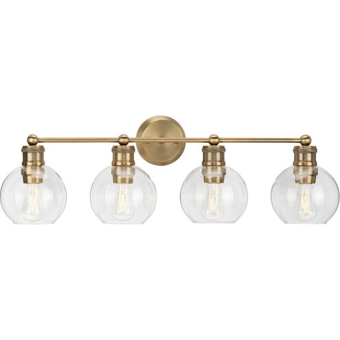 Hansford 4 Light 34 inch Vintage Brass Bath Vanity Wall Light
