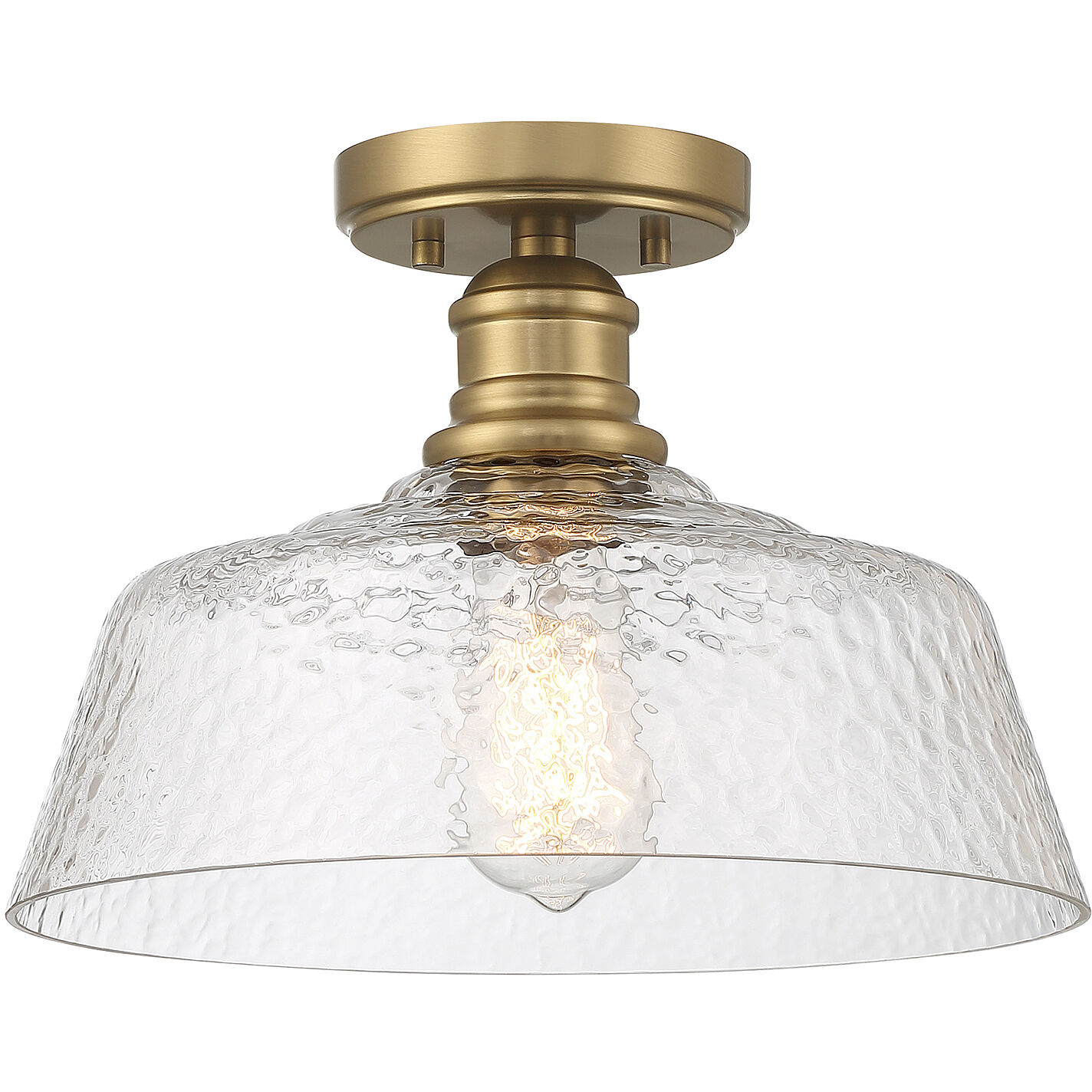 Vintage 1 Light 13 inch Natural Brass Semi-Flush Ceiling Light