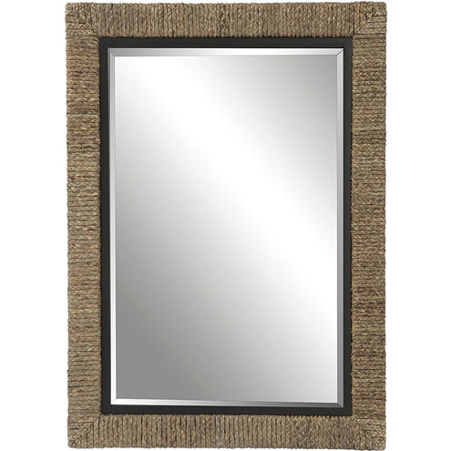 Island 41 X 30 inch Natural Braided Straw and Matte Black Mirror