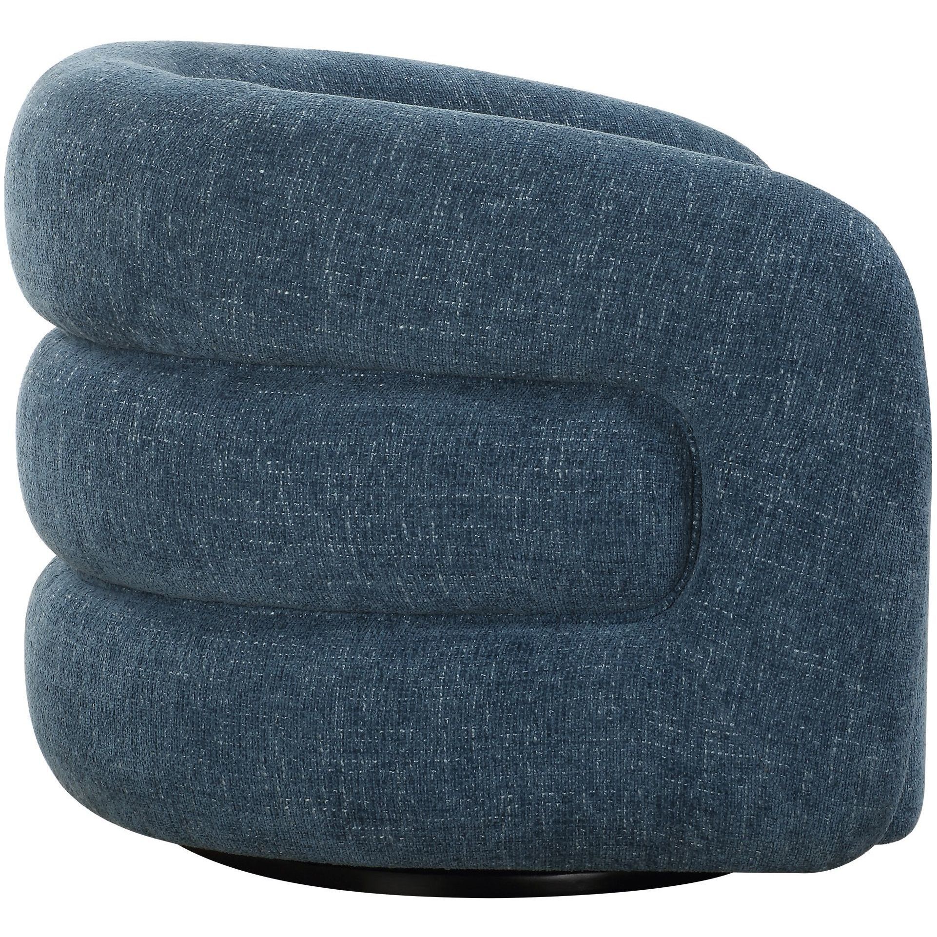 Junie Black and Blueberry Swivel Barrel Chair