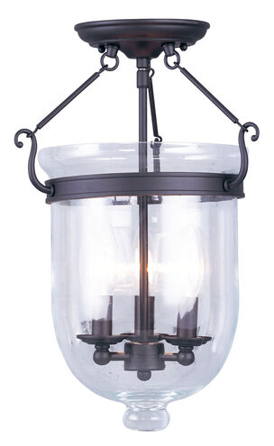 Jefferson 3 Light 12 inch Bronze Semi-Flush Mount Ceiling Light