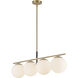 Alora Mood Zuri 4 Light 37 inch Brushed Gold Linear Pendant Ceiling Light