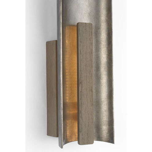 Anne-Marie Barton Remi Sconce Wall Light in Mottled Pewter and Warm Walnut