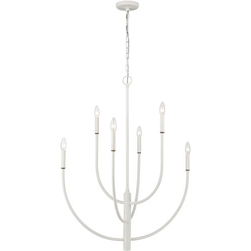 Continuance 6 Light 30 inch White Coral with Satin Brass Chandelier Ceiling Light in White Coral/Satin Brass