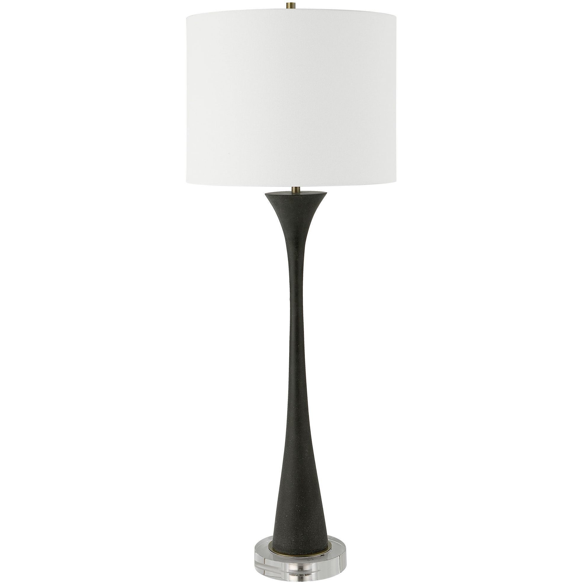 Fountain 34 inch 150.00 watt Man-Made Black Stone and Brushed Brass Buffet Lamp Portable Light