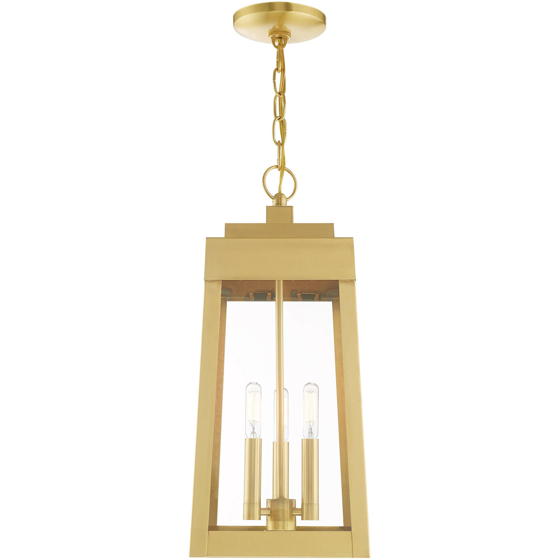 Oslo 3 Light 8 inch Satin Brass Outdoor Pendant Lantern