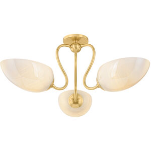 Reva 3 Light 27.5 inch Aged Brass Semi Flush Ceiling Light