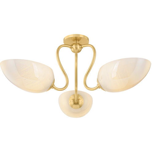 Reva 3 Light 27.5 inch Aged Brass Semi Flush Ceiling Light