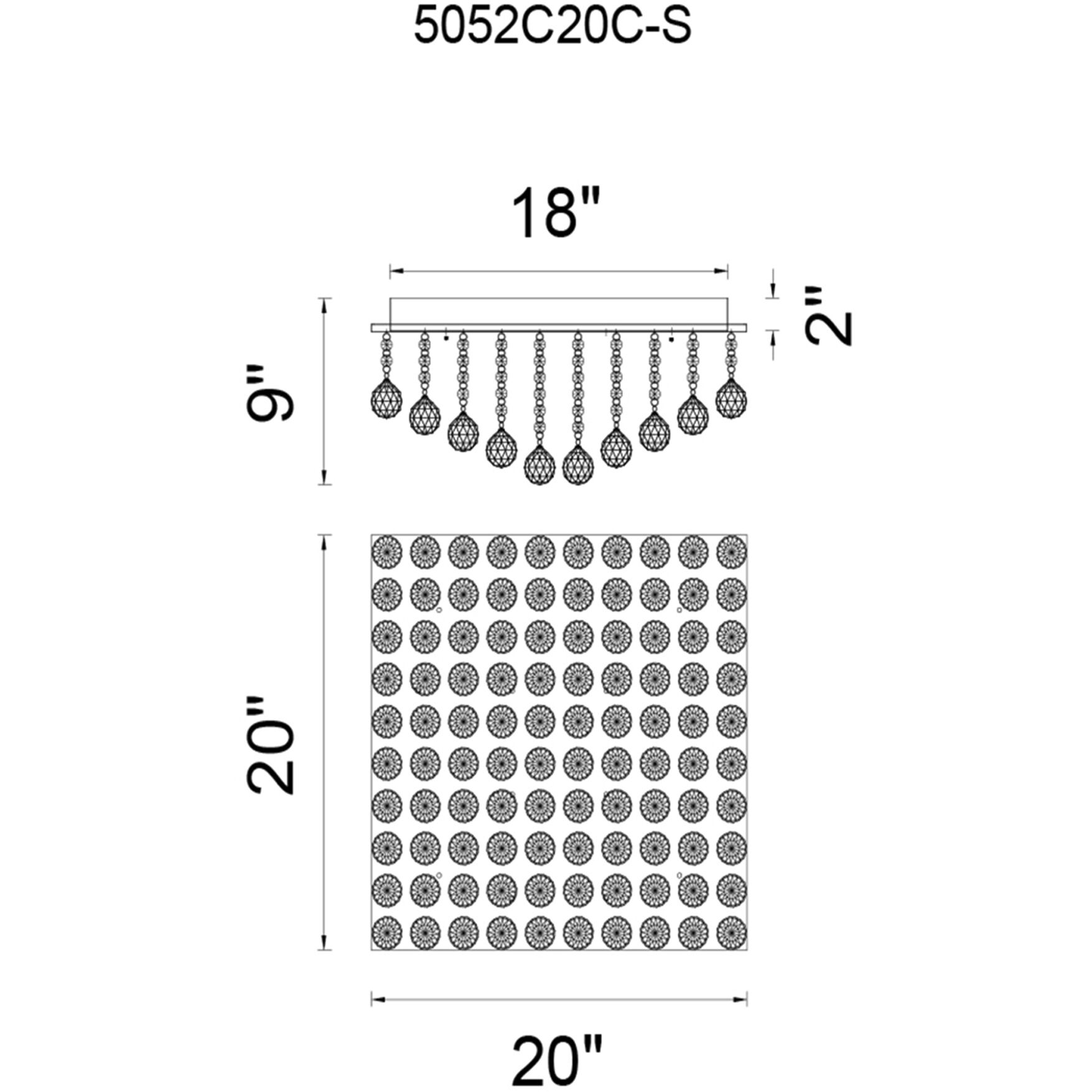 Sparkle 9 Light 20 inch Chrome Flush Mount Ceiling Light