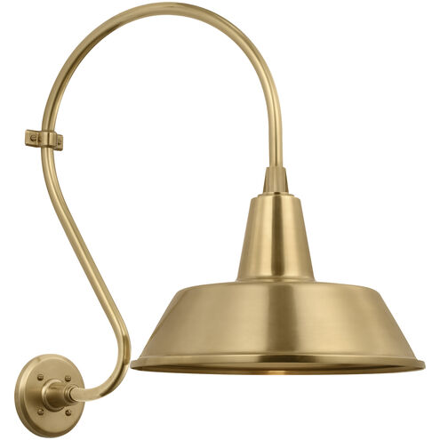 Thomas O'Brien Academy Barn Light LED 24 inch Hand-Rubbed Antique Brass Larrabee Barn Light in 16" Hand-Rubbed Antique Brass Bowers Shade