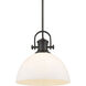 Hines 1 Light 14 inch Rubbed Bronze Pendant Ceiling Light in Opal Glass, Large