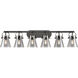 Pilaster II Cone 6 Light 45.5 inch Matte Black Bath Vanity Light Wall Light in Light Smoke Glass