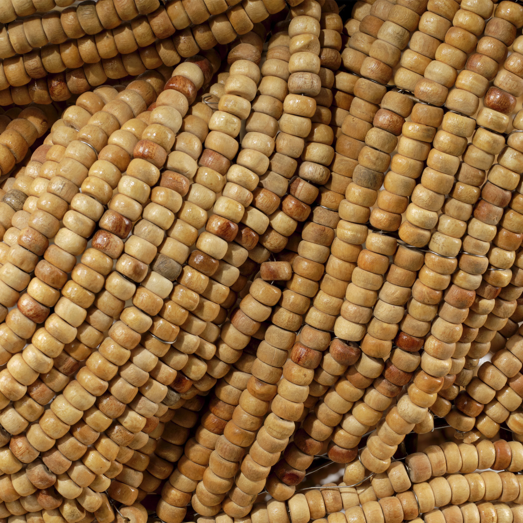 Anguilla LED 25 inch Natural Wood Beads Chandelier Ceiling Light, Small, Inline