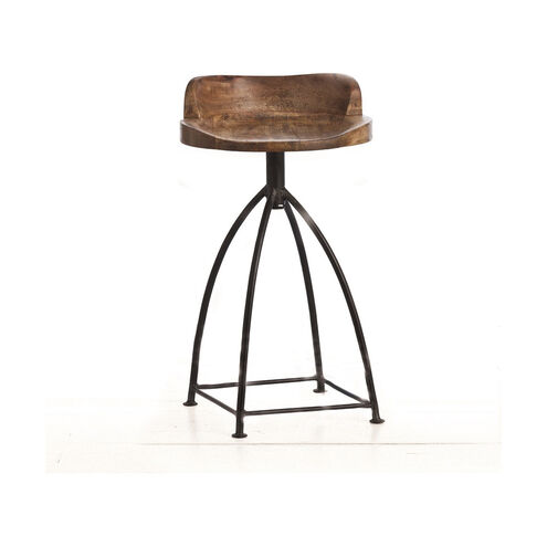 Henson 28.5 inch Sandblast Antique Wax and Natural Iron Counter Stool