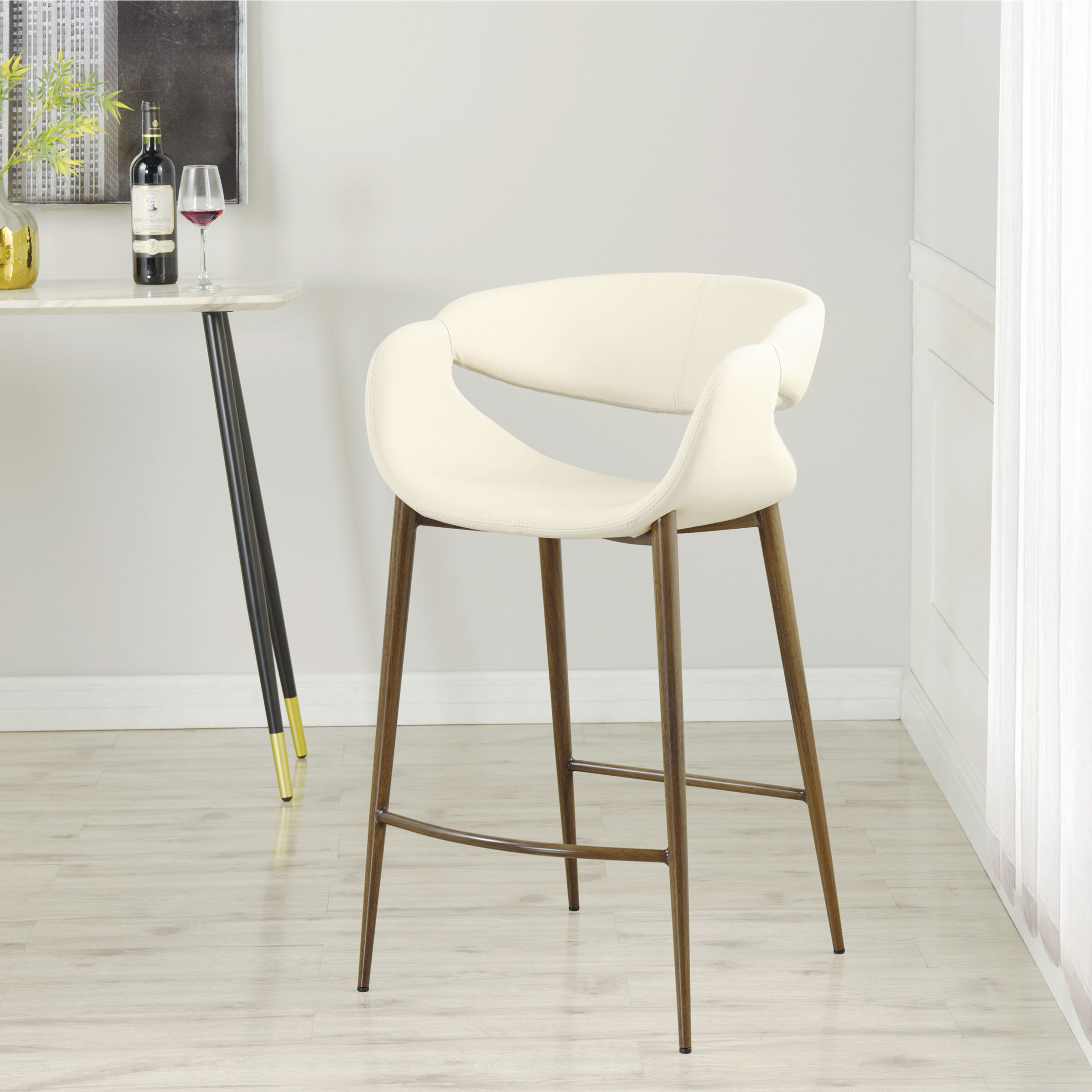 Joshua 35.4 inch Walnut and Cream Counter Stool