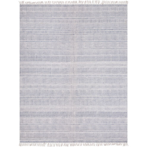 Idina 120 X 96 inch Dark Blue/Off-White Handmade Rug, Cotton