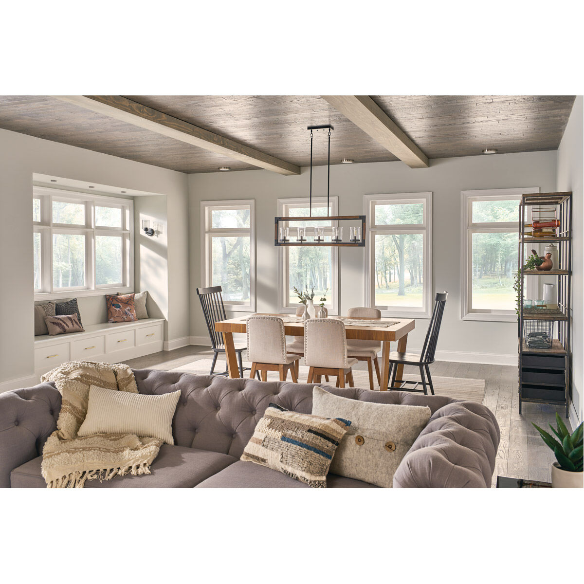 Marimount 5 Light 4.25 inch Auburn Stained Chandelier Linear Ceiling Light