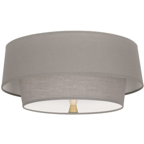 Decker 2 Light 17 inch Modern Brass Flushmount Ceiling Light in Smoke Gray