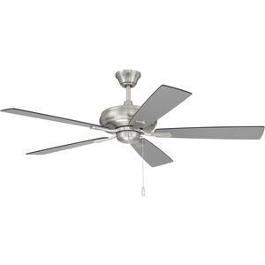 Eos 52 inch Brushed Polished Nickel with Brushed Nickel/Greywood Blades Ceiling Fan (Blades Included), Contractor Fan