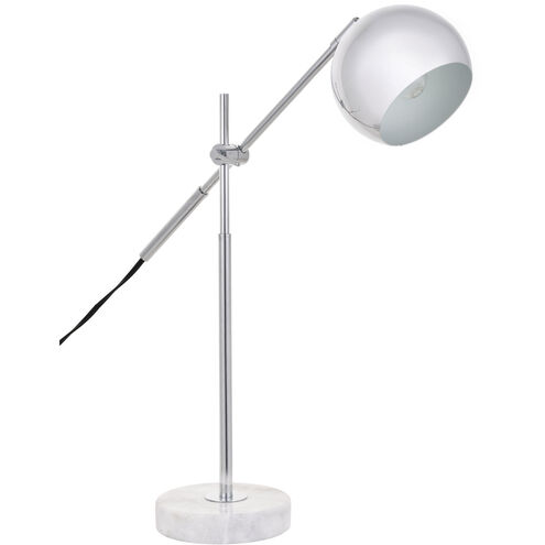 Sayre 20 inch 40 watt Chrome with White Marble Table lamp Portable Light