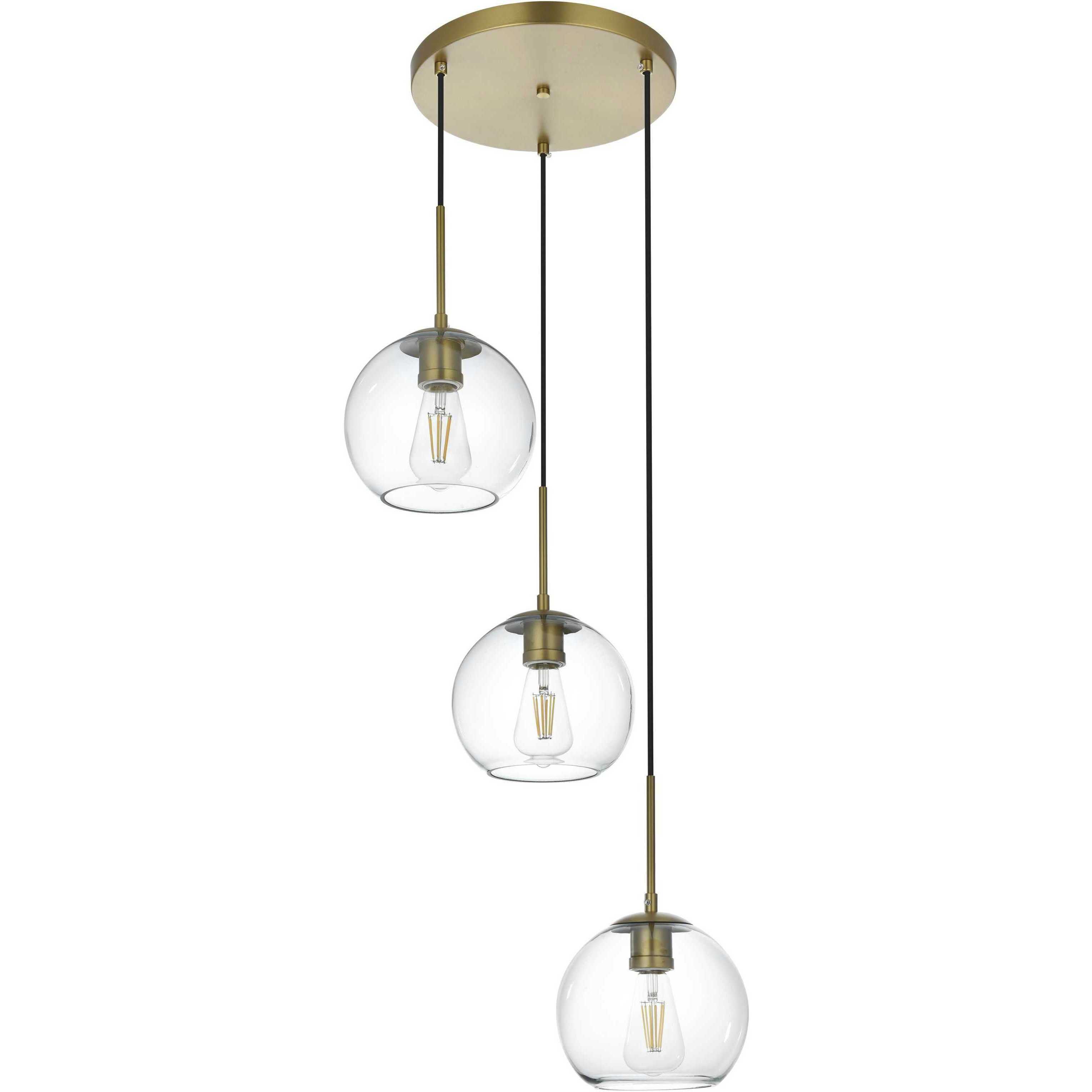 Baxter 3 Light 18 inch Satin Gold Pendant Ceiling Light
