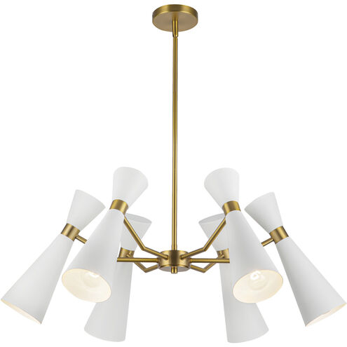 Alora Mood Blake 6 Light 32 inch White Chandelier Ceiling Light in White and Aged Gold