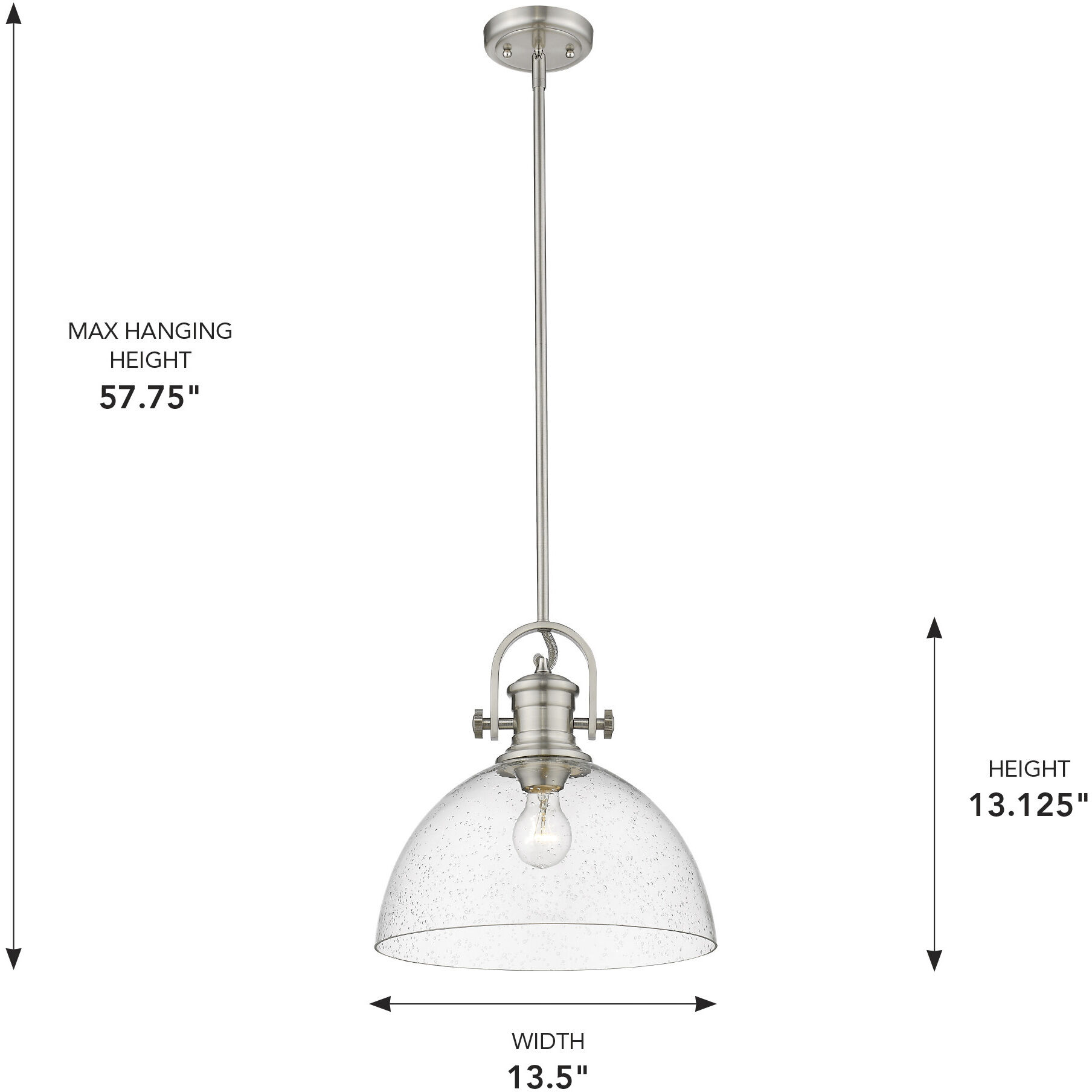 Yep Hines 1 Light 13.5 inch Pewter Pendant Ceiling Light in Seeded Glass, Large