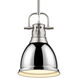 Duncan 1 Light 8.88 inch Pewter Pendant Ceiling Light in Chrome, Small
