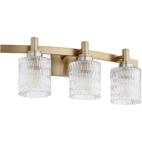 Stadium 3 Light 24 inch Aged Brass Vanity Light Wall Light