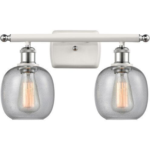 Ballston Belfast 2 Light 16 inch White and Polished Chrome Bath Vanity Light Wall Light in Seedy Glass, Ballston