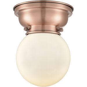 Aditi Beacon 1 Light 6 inch Antique Copper Flush Mount Ceiling Light in Matte White Glass, Aditi